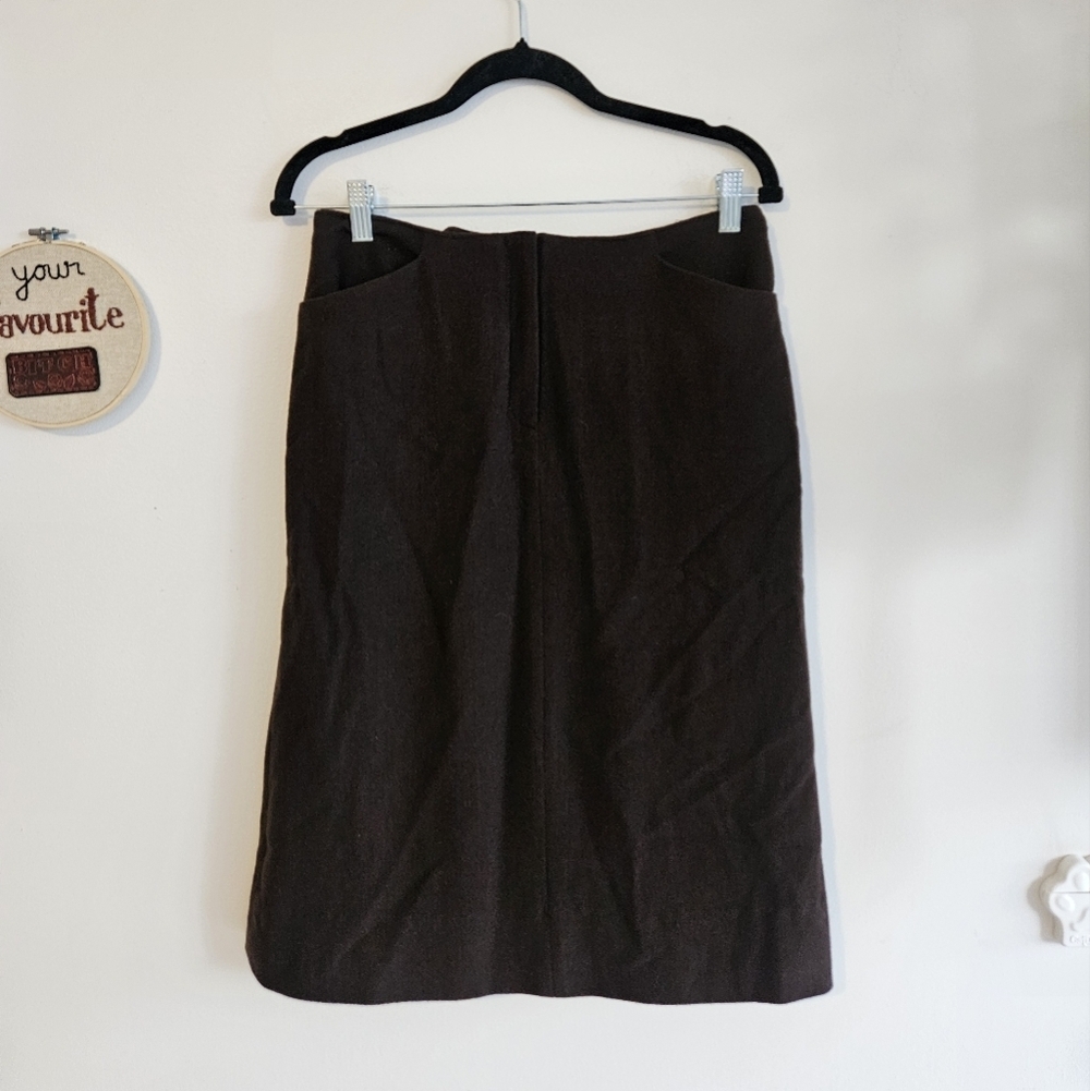 Vintage Chocolate Brown Wool Pencil Skirt by Jones New York